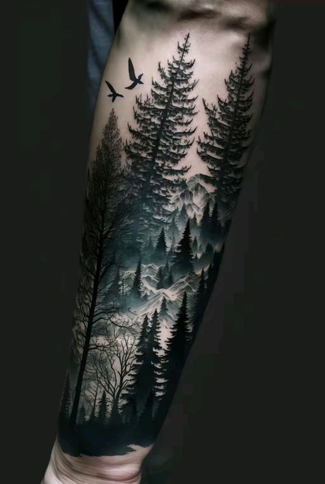 Seductive Tattoos, Foliage Tattoo, Forest Forearm Tattoo, Colorado Tattoo, Wildlife Tattoo, Forest Tattoo, Hunting Tattoos, Nature Tattoo Sleeve, Timeless Tattoo