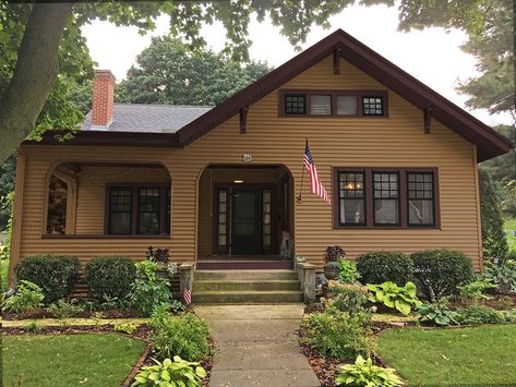 Exterior Paint Color Portfolio Archives - Page 22 of 34 - OldHouseGuy Blog Brown Siding Exterior, House Exterior Brown, Cedar Clapboard Siding, Louvered Shutters, Dark Trim, Painted House, Clapboard Siding, Dark Windows, Colonial Homes