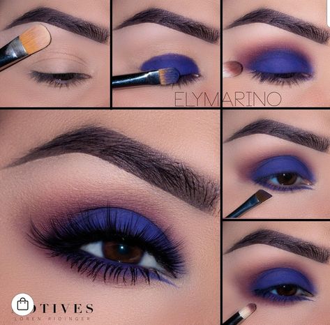 Navy Eyeshadow Looks, Makeup Yeux, Navy Eyeshadow, Maquillage Yeux Cut Crease, Silver Eyes, Make Up Designs, Dramatic Eye Makeup, Eye Makeup Steps, Makijaż Smokey Eye