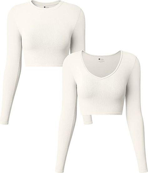 Cropped Workout Top, Yoga Crop Tops, Basic Workout, Crop Top Outfits, Ribbed Bodysuit, Long Sleeve Crop, Basic Tops, Favorite Shirts, Long Sleeve Crop Top