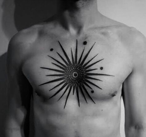 Top 103 Unique Tattoo Ideas [2021 Inspiration Guide] Sun Rays Chest Tattoo, Star Chest Tattoo, Male Chest Tattoos, Shoulders Tattoo, Tattoo Sonne, Tattoo Ideas Males, Best Couple Tattoos, Unique Small Tattoo, Male Chest