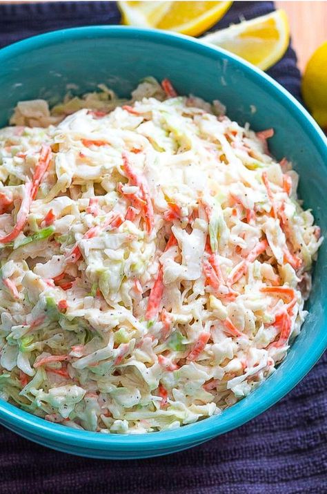 Homemade Creamy Coleslaw - This Ole Mom Barbeque Foods, Simple Coleslaw, Cold Slaw, Creamy Coleslaw Recipe, Creamy Coleslaw Dressing, Picnic Salads, Classic Coleslaw, Best Coleslaw Recipe, Vinegar Coleslaw