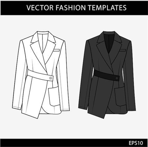 Office Wear Outfit, Fashion Sketch Template, Blazer Outfits For Women, Dress Illustration, Fashion Design Sketchbook, Flat Sketches, Fashion Templates, Women Blazer, Fashion Vocabulary