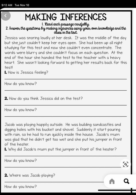 Making Inferences Worksheet, Inference Worksheet, 2nd Grade Books, Inferencing Activities, Inference Activities, Middle School Activities, Making Inferences, Kindergarten Reading Worksheets, Middle School Writing