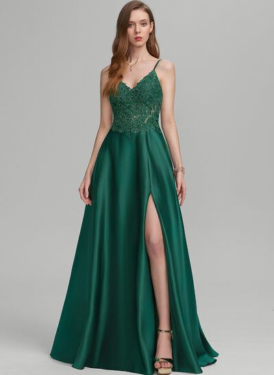 Dark Green Plus Size Wedding Dress, Bottle Green Prom Dress, Forest Green Prom Dress, Matric Farewell Dresses, Farewell Dresses, Split Prom Dresses, Prom 2022, Matric Dance, V Neck Prom Dresses