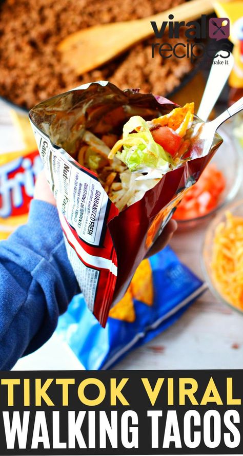 Dorito Nachos In A Bag, Mexican Chips, Dorito Chip, Fritos Corn Chips, Brisket Tacos, Taco Toppings, Viral Recipes, Mexican Night, Walking Tacos