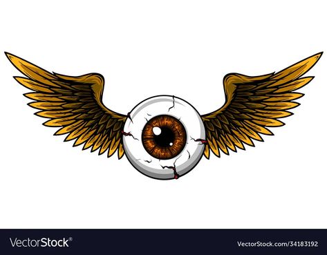 Tattoo design a flying eyeball with wings vector image Eyeball Wings Tattoo, Flying Eye Tattoo, Eyeball With Wings Tattoo, Eye With Wings Tattoo, Eyeball With Wings, Flying Eyeball Tattoo, Eye With Wings, Eyeball Tattoos, Flying Eyeball Art