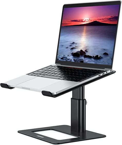 BESIGN Aluminum Laptop Stand, Ergonomic Adjustable Notebook Stand, Riser Holder Computer Stand Compatible with Air, Pro, Dell, HP, Lenovo More 10-15.6" Laptops (Black) Apple Notebook, Portable Computer, Hp Chromebook, Computer Stand, Aluminium Design, Laptop Stand, Lenovo Thinkpad, Desktop Pc, Desktop Computers