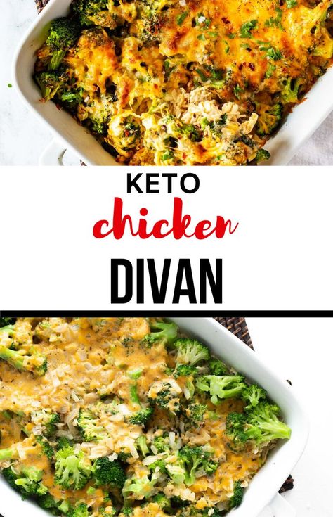 Everyone knows that the marriage of chicken, broccoli, and cheese is always delicious. This Keto Chicken Divan casserole is a fun twist on a much-loved classic and is perfect for your keto diet. Keto Shredded Chicken Casserole, Keto Chicken Thigh Casserole Recipes, Keto Chicken Devan, Chicken Divan Keto, Keto Chicken Divan Casserole, Keto Chicken Divan, Shredded Chicken Casserole, Chicken Divan Casserole, Chicken Divan Recipe