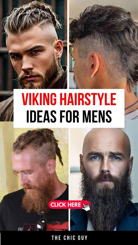 Top 20 Viking Hairstyles for Men to Try in 2024 Vikings Braids Men, Mens Viking Haircut, Curly Viking Hair, Men Viking Hairstyles, Nordic Hairstyle Men, Men’s Hair Long On Top, Viking Men Hair, Warrior Haircut Men, Men's Braids Styles