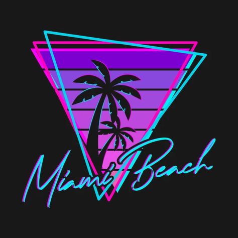 80s Beach, Retro Miami, Miami Shirt, Logos Vintage, Beach Logo, Vintage Logos, Beach Tattoo, Beach Vintage, Retro Fan