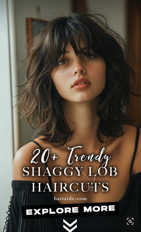 Womens Shaggy Haircut, Red Shaggy Bob, Shaggy Bob For Straight Hair, Medium Length Layered Haircut With Bangs, Shaggy Bob With Bangs Fine Hair, Long Shaggy Bob With Bangs, Shag Without Bangs Hairstyles, Shattered Shag Haircut, Shaggy Lob For Fine Hair Round Face