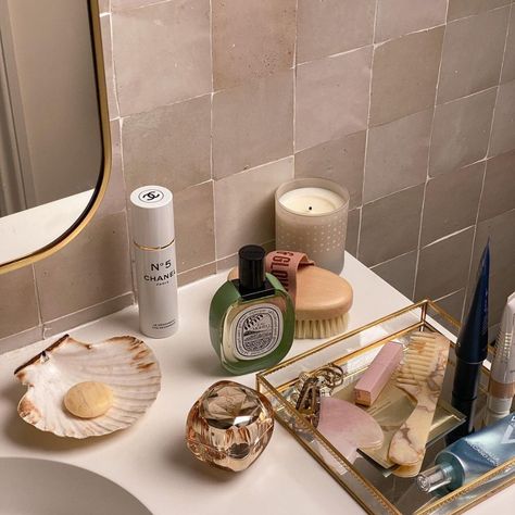 You're Using Your Gua Sha Tool All Wrong—5 Expert-Approved Methods to Try Aesthetic Bathroom Counter, Emma Hoareau, Counter Decor Ideas, Bathroom Counter Decor Ideas, 15 Aesthetic, Bathroom Counter Decor, Gua Sha Tools, Aesthetic Bathroom, Color Board