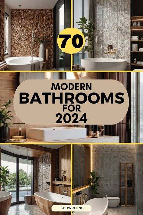 Discover 70 modern bathrooms for 2024 that combine sleek design with functional elegance. From minimalist fixtures to luxurious finishes, these contemporary bathrooms will inspire your next renovation.#modernbathrooms  #bathroomdesigninspiration  #homedecorating Buy fantastic bathroom wall art from Cheapwallarts.com. Bathrooms Luxury Modern, Bathroom Ideas Modern Luxury, Master Bathrooms Luxury, Organic Bathroom Design, Modern Powder Room Design, Modern Master Bathrooms, Contemporary Bathroom Remodel, Modern Master Bath, Modern Bathroom Design Ideas