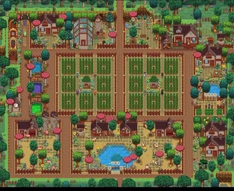 Farm Ideas Stardew Valley, Stardew Farm, Farm Layouts, Stardew Farms, Stardew Valley Ideas, Stardew Valley Farm, Types Of Farming, Stardew Valley Layout, Stardew Valley Tips