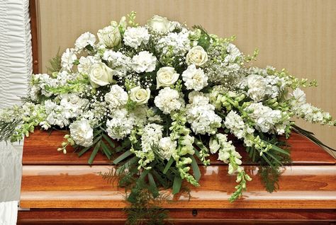 Traditional White Casket Spray - Columbus, Ohio Florist & Same-day Flower Delivery - Griffin's Floral Design White Casket Spray, White Casket, Casket Spray, White Carnations, Casket Flowers, Casket Sprays, White Carnation, Exotic Orchids, Sympathy Flowers