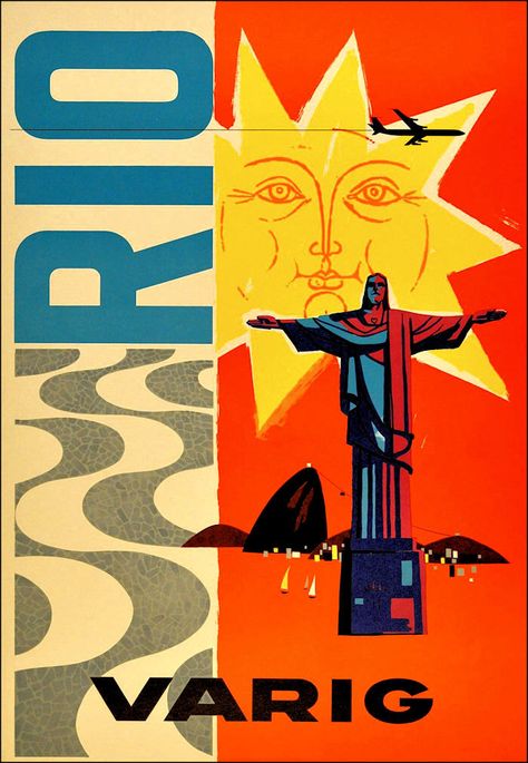 Varig Airlines ad Brazil Art, Vintage Airline Posters, Travel Advertising, Vintage Airlines, Japon Illustration, Photo Vintage, Party Poster, Advertising Poster, Rock Climbing