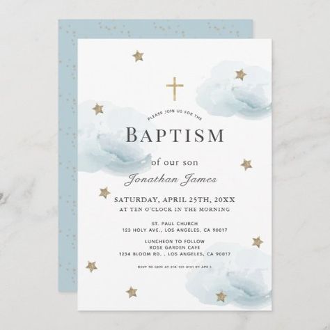 Winter Baptism, Baptism Party Boy, Baptism Decorations Boy, Baptism Invitation For Boys, Baptism Themes, Christening Invitations Boy, Gray Clouds, Christening Decorations, Baby Boy Christening