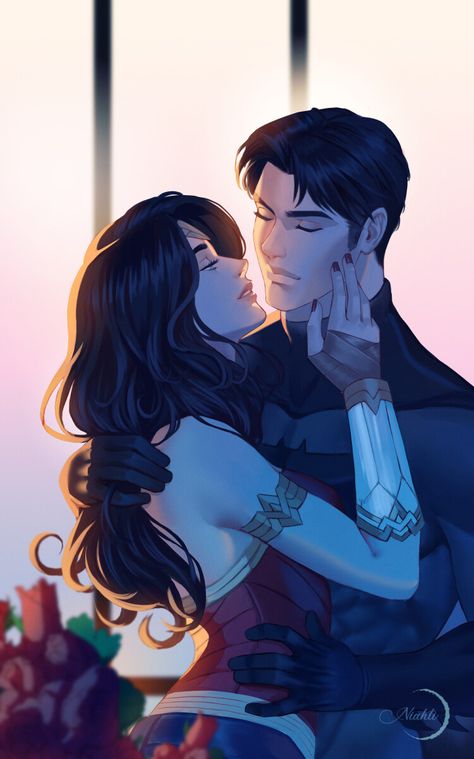 Bruce And Diana Fanart, Bruce X Diana, Wonderbat Comics, Wonder Woman Fanart, Wonder Woman And Batman, Wonder Woman Fan Art, Dc Couples, Batman Love, Wonder Woman Art