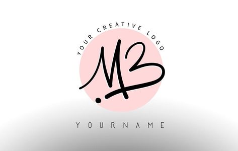 Handwritten Letters MB m b Logo with rounded lettering and pink circle background design. Mb Letter Logo Design, M And B Logo, Mb Monogram Logo Design, B + M, Mb Logo Design Letter, Pink Circle Background, Mb Logo Design, M B Logo, Mb Logo