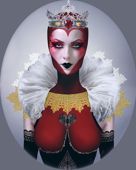 Womens Bathroom, Monster Portrait, Alice In Wonderland Makeup, Queen Of Hearts Makeup, Alice In Wonderland Diy, Ikea Frame, Contemporary Costumes, Party Queen, Face Base