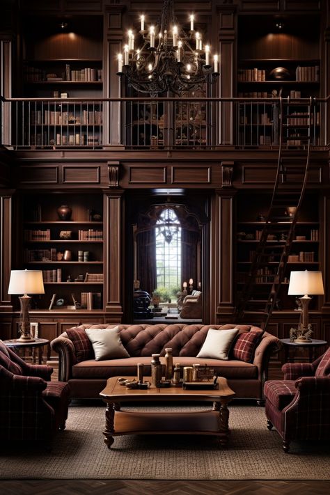 Reading Room| Reading Room Decor | Reading Room Ideas Library Room Aesthetic Vintage, Home Library Aesthetic Luxe, Contemporary Library Room, Library High Ceiling, Best Home Libraries, Mansion Library Aesthetic, Royal Study Room Aesthetic, Art Deco Home Library, Old Home Office