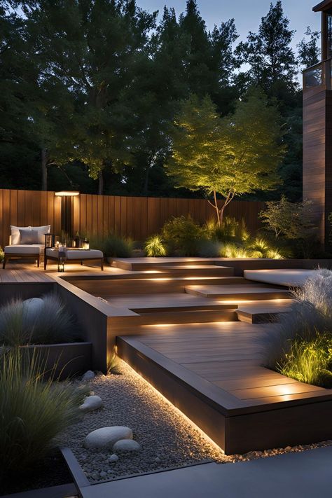 Modern backyard lighting featuring sleek LED fixtures and minimalist designs, creating a contemporary outdoor atmosphere. Minimalist Backyard Landscaping Design, Modern Lighting Ideas, Backyard Lighting Ideas, Designer Lighting, Backyard Lighting, Solar Lanterns, Lighting Options, Outdoor Dining Area, Lighting Ideas