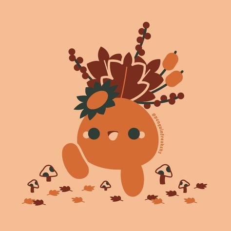 Fall Pokemon Art, Oddish Tattoo, Fall Pokemon, Pokemon Autumn, Oddish Pokemon, Plant Pokemon, Chibi Pokemon, Kawaii Fanart, Illustration Plants