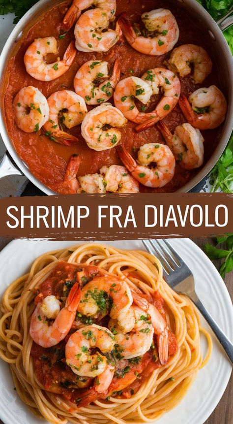 Shrimp Fra Diavolo – Bring the flavors of Italy home! This Shrimp Fra Diavolo is loaded with bold flavors and just the right amount of spice, making it a must-try for seafood lovers. Seafood Diablo Recipe, Shrimp Fra Diavolo Recipe, Fra Diavolo Recipe, Shrimp Fra Diavolo, Seafood Pasta Dishes, Fra Diavolo, Dump Dinners, Italy Home, Seafood Pasta