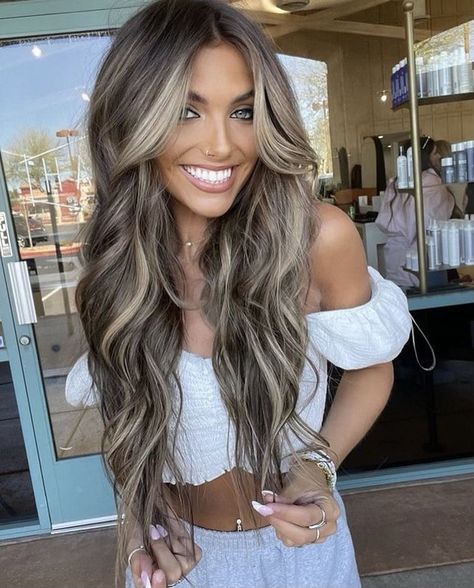 Dreamy Hair Aesthetic, Brown Hair With Caramel Highlights Extensions, Dark Hair Ideas With Money Piece, Leather Leggings Heels Outfit, Brown Hair Ice Blonde Highlights, Brown With Ice Blonde Highlights, Cool Brown To Blonde Balayage, Dark Hair Ice Blonde Highlights, Dark Hair Icy Highlights