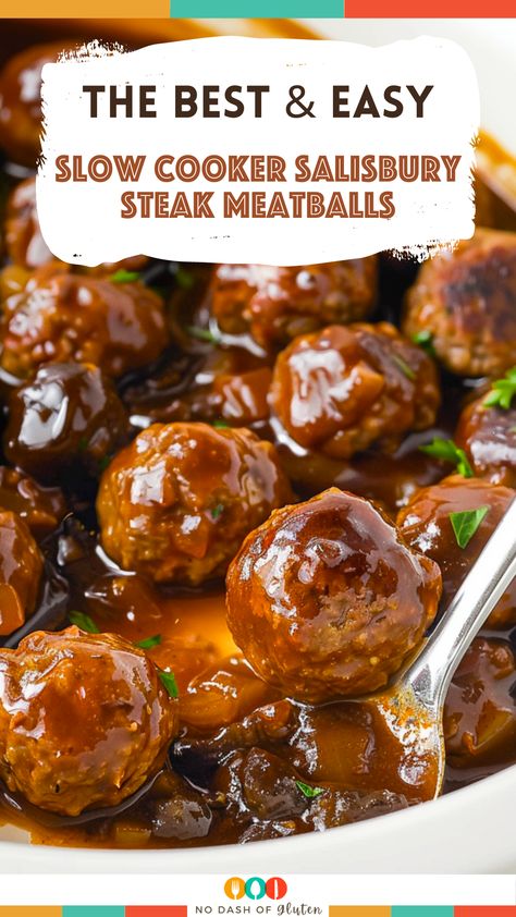 Crockpot Meatball Salisbury Steak, Best Crock Pot Meatball Recipe, Salsberry Steak Meatballs With Gravy, Salbery Steak Meatballs, Crockpot Gravy Meatballs, Easy Salisbury Steak Meatballs, Meat Ball Recipes Easy Crockpot, Crockpot Salsberry Meatballs, Salary Meatballs