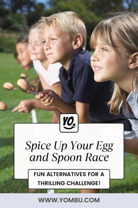 Add a twist to the classic Egg and Spoon race with these exciting alternatives! From holding spoons in their mouths to navigating obstacles, these variations will keep the kids on their toes and make the game even more exhilarating. Get ready for an egg-citing adventure! #EggAndSpoonRace #FunVariations #OutdoorGames #KidsParty #ThrillingChallenges  #YombuParty #PartyIdeas #birthday #inspiration #kidsparty #yombu Egg Race Game For Kids, Spoon Game, Egg And Spoon Race, Egg Game, Birthday Inspiration, Troll Party, Fun Party Games, Kids Party Games, Party Entertainment