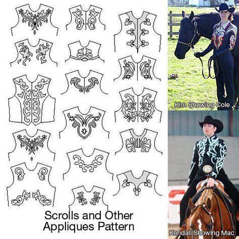 6360 Scrolls and Other Appliqués Pattern Rodeo Queen Clothes, Queen Clothes, Showmanship Jacket, Western Show Clothes, Western Show Shirts, Jingle Dress, Horse Show Clothes, Sewing To Sell, Show Jackets