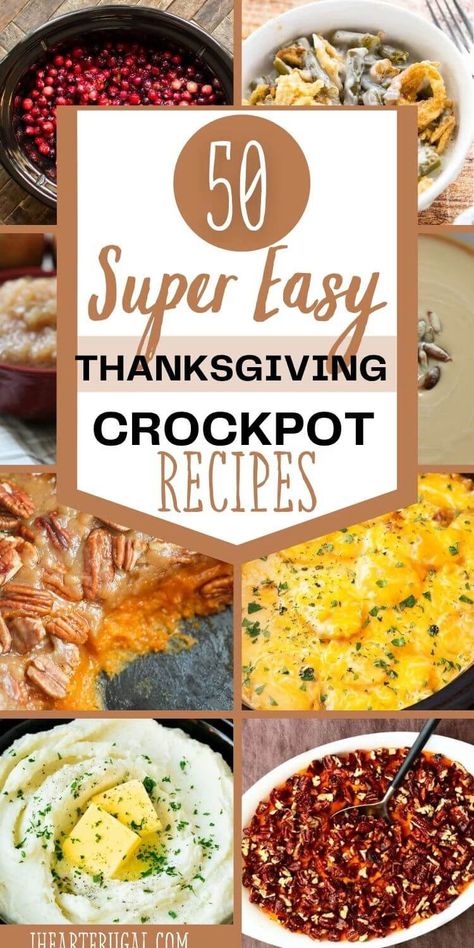 50 Easy Thanksgiving Crockpot Side Dish Recipes - I Heart Frugal Potluck Sides Crockpot, Thanksgiving Savory Recipes, Thanksgiving Dinner In A Crockpot, Crockpot Recipes Thanksgiving Sides, Side Dish Recipes For Thanksgiving, Thanksgiving Vegetable Crockpot, Individual Thanksgiving Side Dishes, Crock Pot Side Dishes Easy, Easy Thanksgiving Crock Pot Recipes