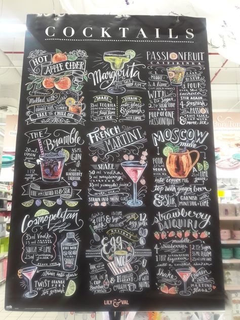 Alcohol Chalkboard Art, Chalkboard Cocktail, Bar Specials, Chalkboard Bar, Chalk Menu, Menu Board Design, Chalkboard Fonts, Blackboard Art, Coffee Bar Design