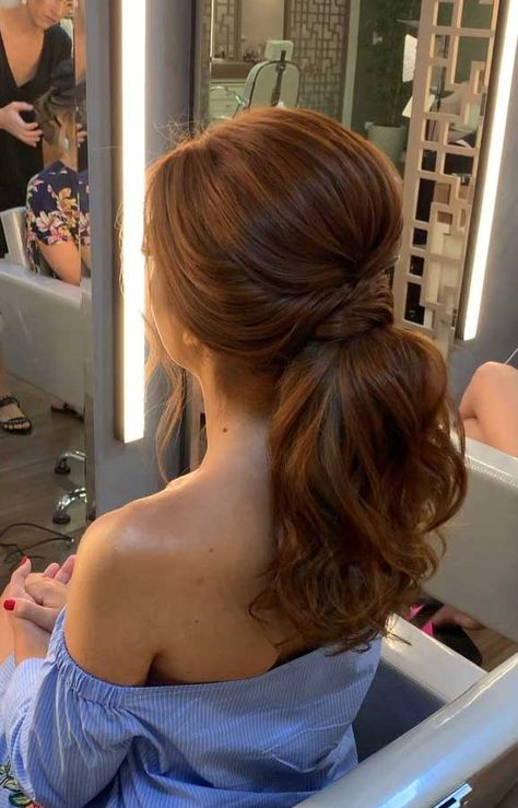 If you read this and thought, really? Ponytail? Is it really? YES!!! You know Ponytails aren’t reserved solely for bad hair days or on your fitness. Ponytail is the... Soft Curls Ponytail, Pony Tail Updos, Low Ponytail Wedding Hair, Ponytail Updo Wedding, Engagement Hairdo, Ponytail Wedding Hairstyles, Ponytail Updos, Bridesmaid Ponytail, Bridesmaid Hairstyles Ponytail