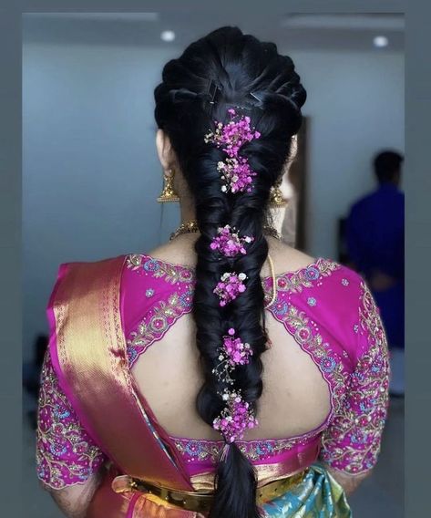 Bridal Hairstyle For Engagement, Engagement Braided Hairstyles, Latest Bridal Hairstyles, South Indian Bridal Hairstyles, Messy Braided Hairstyles, Bridal Hairstyle Indian Wedding, Hair Style On Saree, Saree Hairstyles, Latest Bridal Blouse Designs