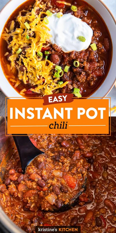 Instant Pot Beef Chili, Easy Instant Pot Chili, Ground Beef Beans, Instant Pot Chili Recipe, Meaty Meals, Easiest Meals, Instant Pot Chili, Beans And Tomatoes, Chili Chili