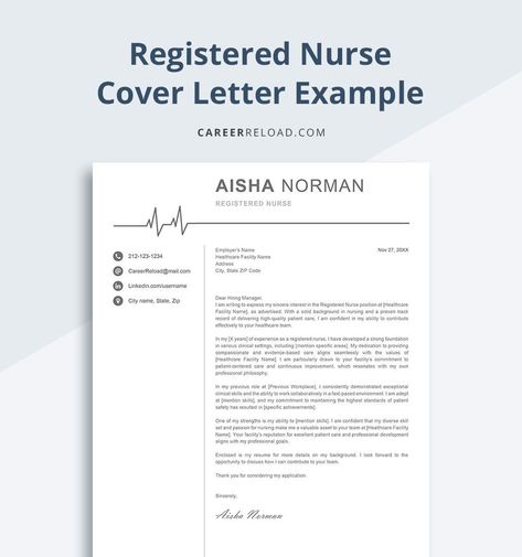 Nurse Cover Letter Example and Writing Guide Nurse Cover Letter, Nursing Portfolio, Nursing Cover Letter, Nurse Cover, Aesthetic Nurse, Cover Letter Template Free, Writing Guide, Cover Letter Example, Letter Example