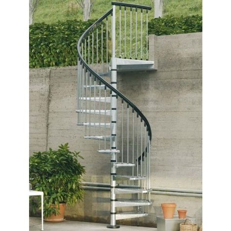 Arke Enduro 55" Dia. Steel Outdoor Spiral Staircase Kits Spiral Staircase Outdoor, Stair Balustrade, Exterior Handrail, Spiral Staircase Kits, Staircase Manufacturers, Round Stairs, Staircase Kits, Stair Kits, Staircase Outdoor