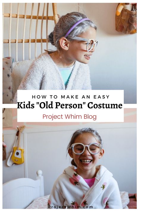 Celebrating the 100th Day of School | Easy 100 Year Old Outfit for Kids - Project Whim Old Woman Costume For Kids 100th Day, 100th Day Of School Grandma Ideas, Dressing Up For 100th Day Of School, One Hundred Days Of School Costume, 100 Day Old Lady Costume Kids, 100 Th Day Of School Costume, Grey Hair For 100th Day Of School, 100 Yrs Old Costume 100th Day, Easy 100th Day Of School Outfit