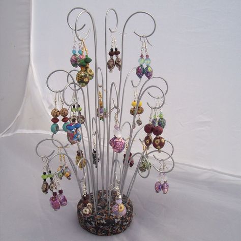 DIY Earring Display | The base is made with polymer clay. I … | Flickr Jewerly Displays, Diy Jewelry Display, Craft Fair Displays, Ornament Display, Craft Display, Craft Show Displays, Craft Booth, Necklace Holder, Craft Show Ideas