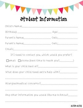 Parent Information Sheet, Student Info Sheet, School Questionnaire, Student Information Sheet, Student Info, Parent Contact, Contact Sheet, Parenting Education, Parent Teacher