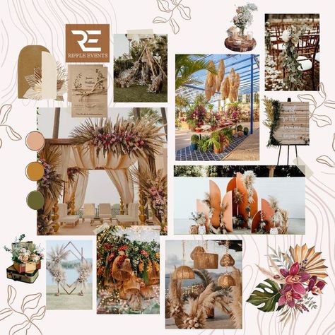 Boho Moodboard, Rustic Theme Party, Floral Backdrop Wedding, Wedding Color Pallet, Event Booth, Digital Invitations Wedding, Wedding Stage Design, Marriage Decoration, Wedding Planning Decor