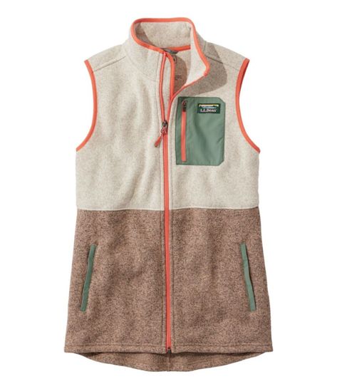 We fashioned our premium sweater-knit fabric into a versatile long fleece vest with fun colorblocking to give you great coverage, warmth and style at an unbeatable price. Falls at low hip. Slightly Fitted: Softly shapes the body. Smooth, rugged sweater-knit exterior and soft, brushed interior for exceptional warmth and comfort. 100% premium polyester fleece. Machine wash and dry. Mount Katahdin logo. Wind flap behind zipper seals out cold. Open hem with small side-slits for unrestricted movement Mount Katahdin, Long Vest, Sailing Outfit, Active Outfits, Long Vests, Eclectic Fashion, Fleece Vest, Womens Fleece, Sweater Knit