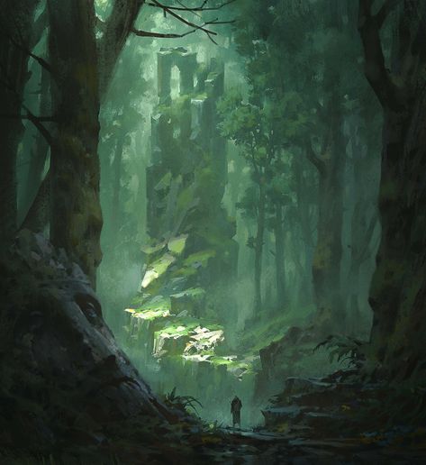 Tutorial Sketch, Illustration Process, One D, Forest Illustration, Fantasy Forest, Amazing Drawings, Forest Art, Environment Design, Unreal Engine