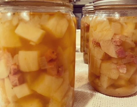 Ham Potato Soup, Canning Soup Recipes, Canning Beans, Canning Potatoes, Pressure Canning Recipes, Canned Potatoes, Ham And Potato Soup, Ham Potato, Home Canning Recipes