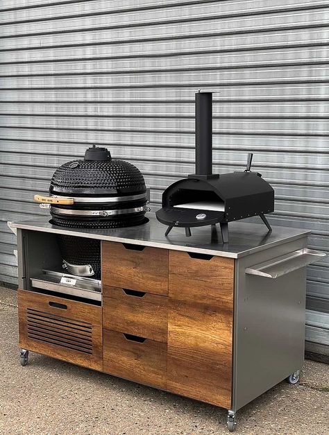 bbq table KamadoSpace Kamado barbecue grill lovers outdoors Komodo Grill Outdoor Kitchen, Outdoor Cooking Area Grill Station, Kamado Joe Outdoor Kitchen, Kamado Joe Table Plans, Outdoor Kitchen Kamado, Kamado Joe Table, Kitchen Cabinet Island, Kamado Grill Table, Kamado Table