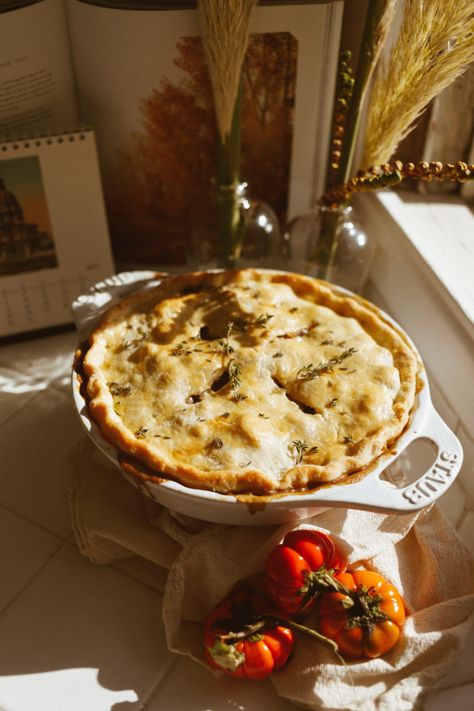 The Chriselle Factor | A Healthier Chicken Pot Pie Pot Pie Aesthetic, Healthy Chicken Potpie, Chicken Pie Aesthetic, Chicken Pot Pie Aesthetic, Healthier Chicken Pot Pie, Chicken Pot Pie Photography, Rustic Chicken Pot Pie, Healthy Pot Pie, Autumn Pie Aesthetic