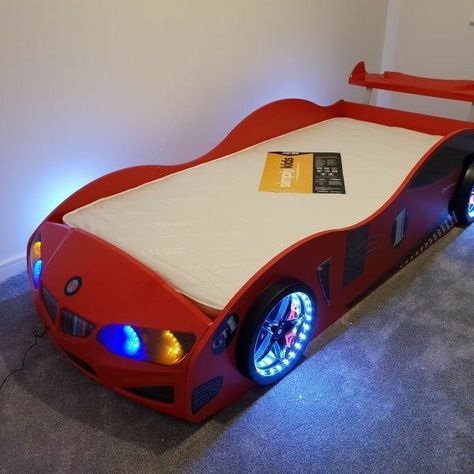 Kids Car Beds For Boys, Car Bed Aesthetic, Car Beds For Boys, Car Bedroom Ideas, Beds For Boys, Boys Car Bedroom, Car Bedroom Decor, Race Car Bedroom, Cars Bedroom Decor